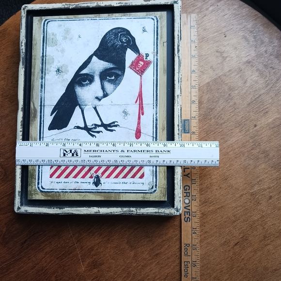 ORIGINAL Wall Art Edgar Allen Poe Poet Gothic Decor Illustration Distressed Wood - Picture 6 of 10